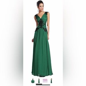 Green dresses x2, bridesmaids